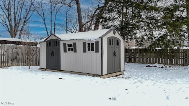 view of snow covered structure