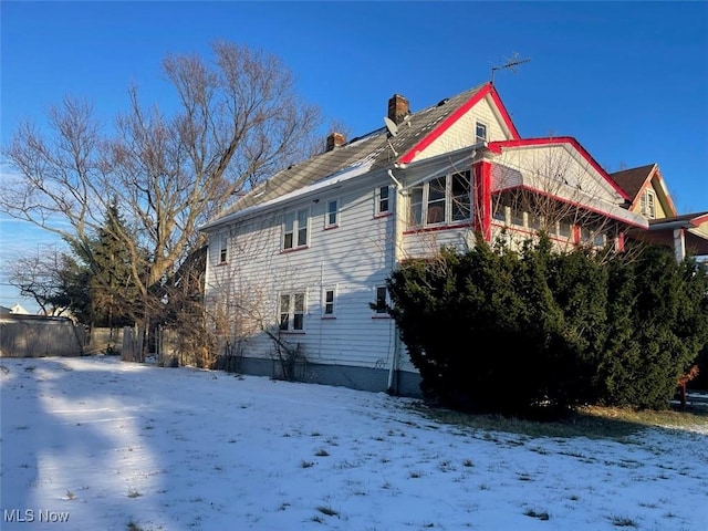 view of snow covered exterior