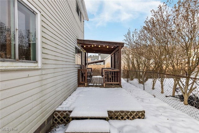 view of snow covered exterior