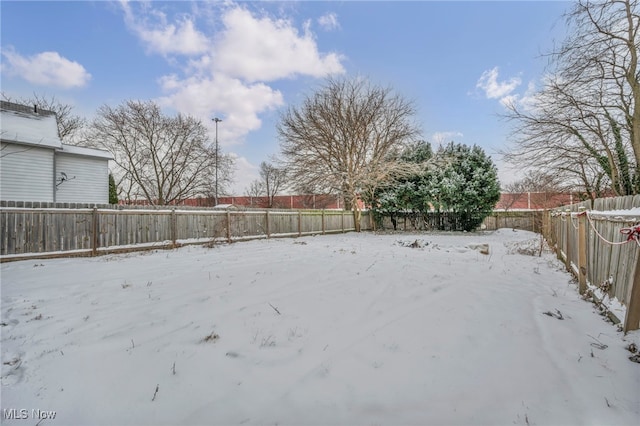 view of yard covered in snow