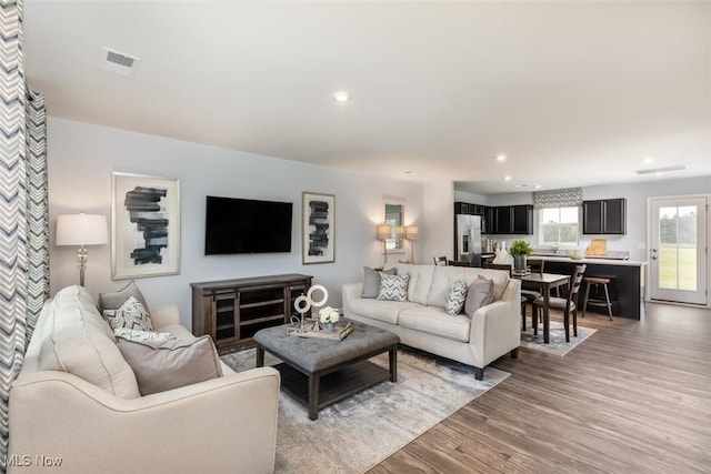 living room featuring hardwood / wood-style flooring