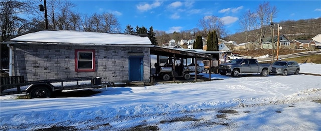 view of snow covered exterior