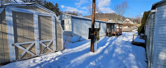 view of snow covered exterior