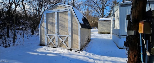 view of snow covered structure