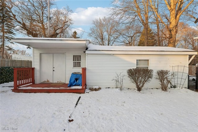 view of snow covered structure