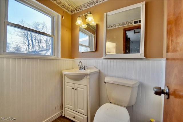 bathroom with toilet and vanity