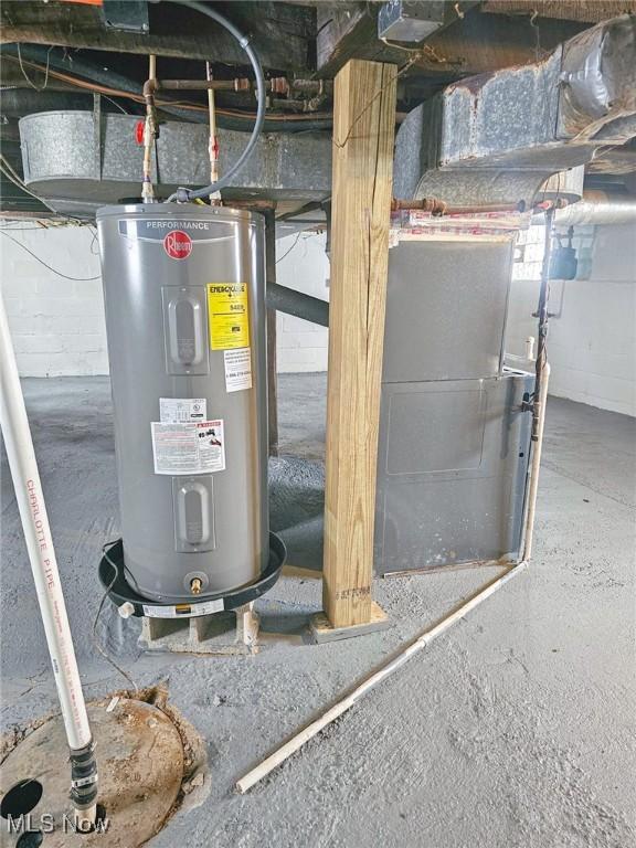 utility room with water heater