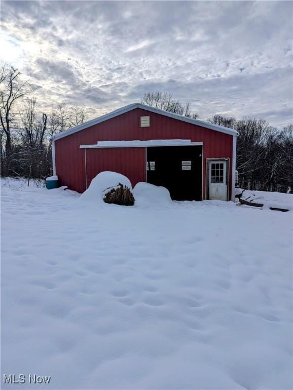 view of snow covered structure