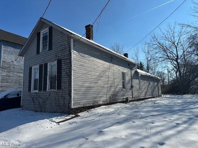 view of snow covered exterior