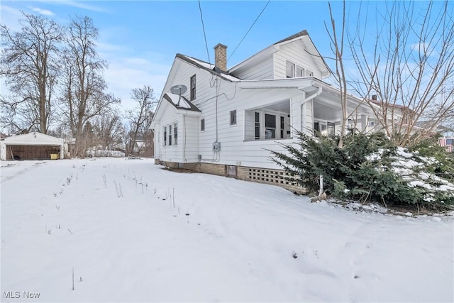 view of snow covered exterior