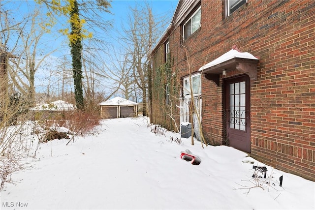 view of snow covered exterior