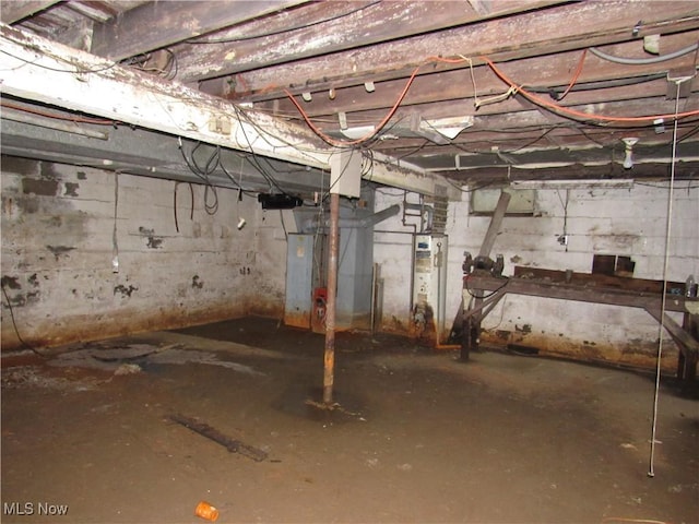 basement with gas water heater