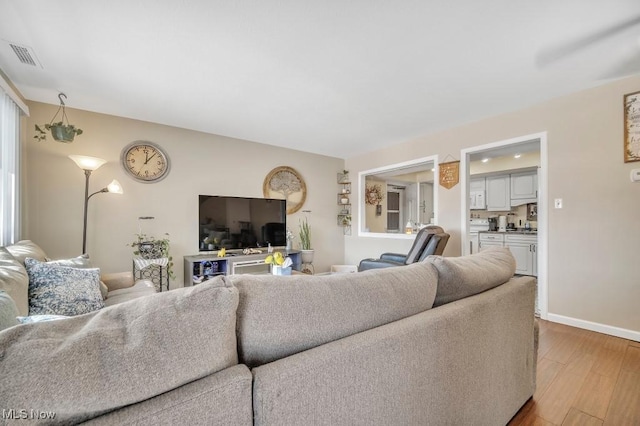 living room with wood-type flooring