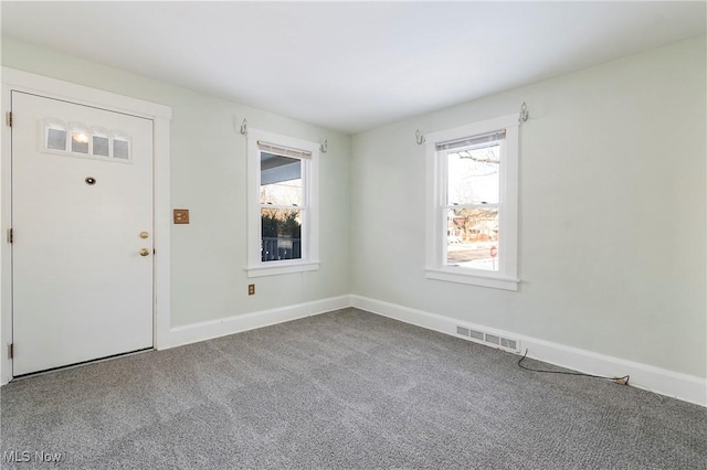 entrance foyer with carpet