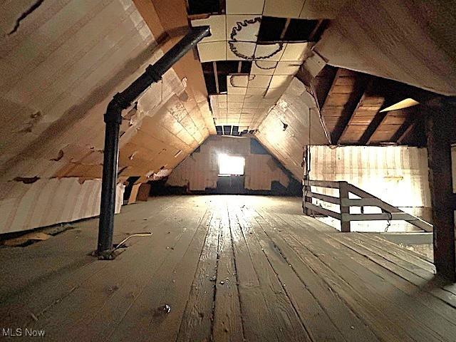 view of unfinished attic