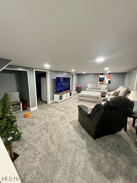 living room with carpet floors