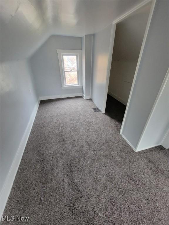 additional living space with carpet flooring and lofted ceiling