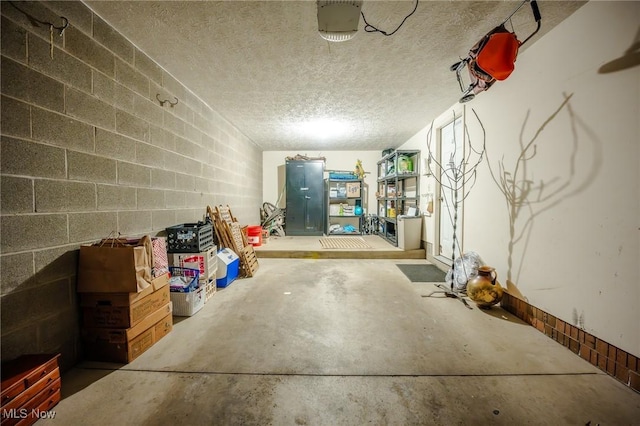 interior space with a textured ceiling