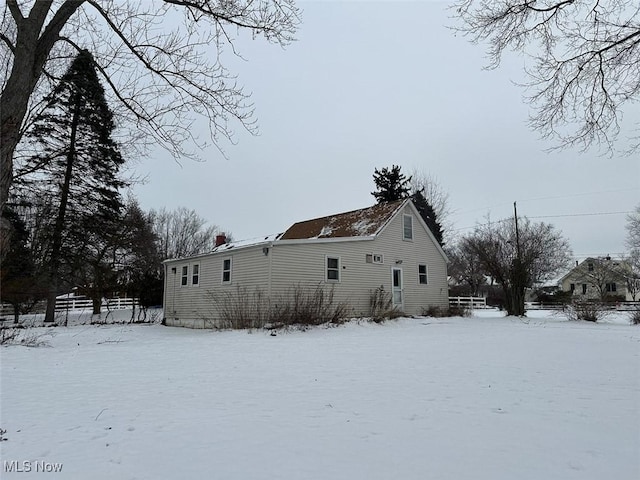 view of snow covered exterior