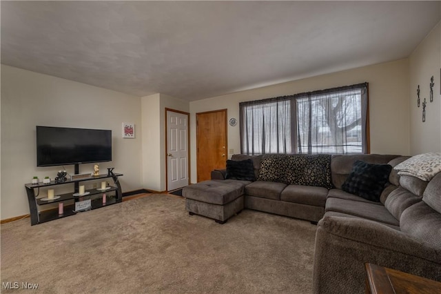 living room with carpet flooring