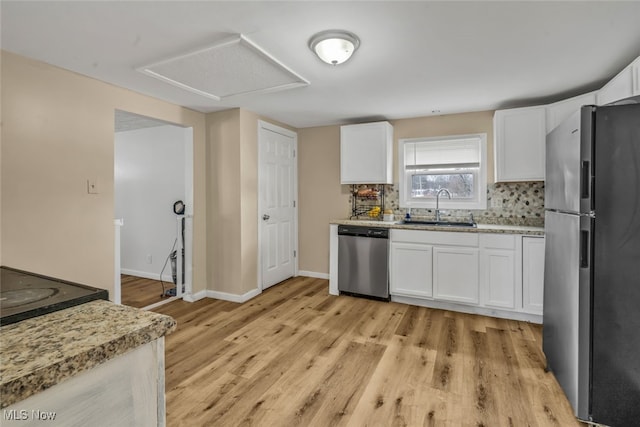 kitchen featuring sink, white cabinetry, and stainless steel appliances