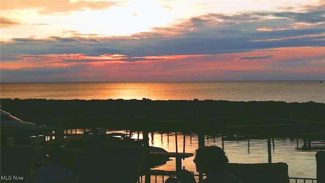 property view of water featuring a dock