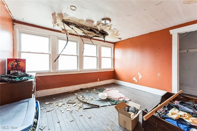 dining area with hardwood / wood-style flooring