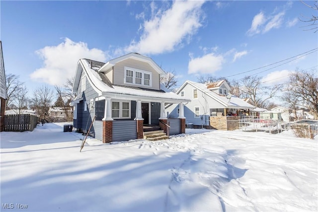 view of snow covered property