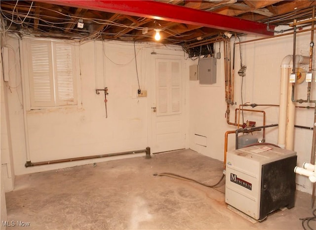 basement with electric panel