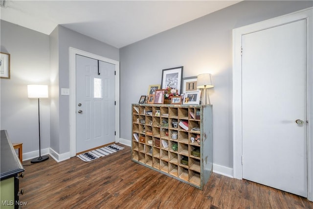 foyer entrance with dark hardwood / wood-style flooring