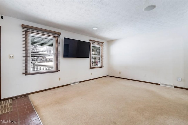 spare room with a textured ceiling and a healthy amount of sunlight