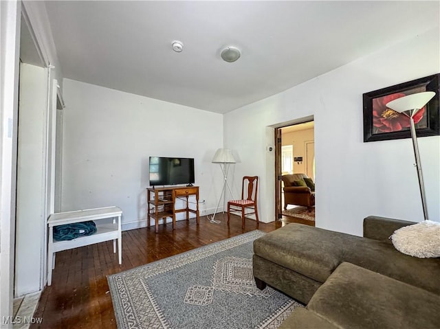 living room with hardwood / wood-style floors