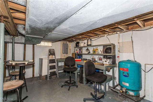 basement with electric panel