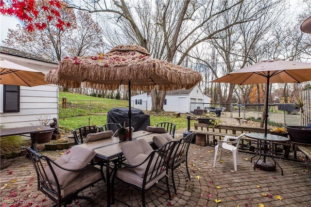 view of patio with a grill