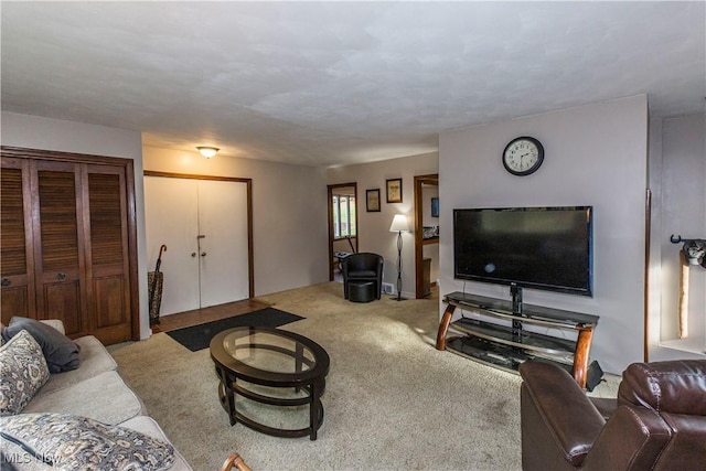 living room with carpet floors