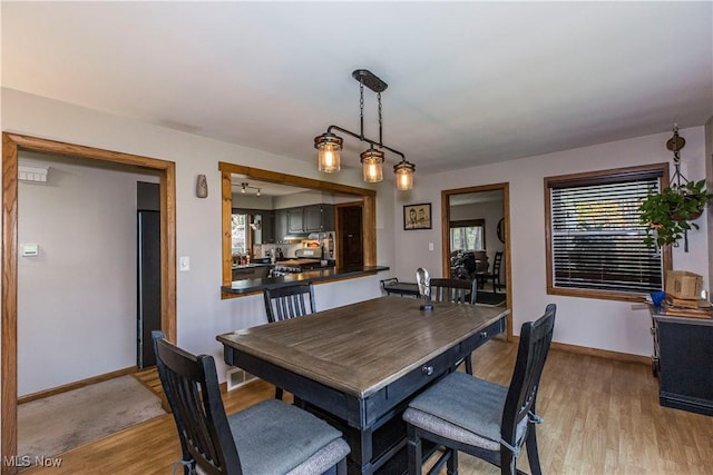 dining room featuring light hardwood / wood-style floors