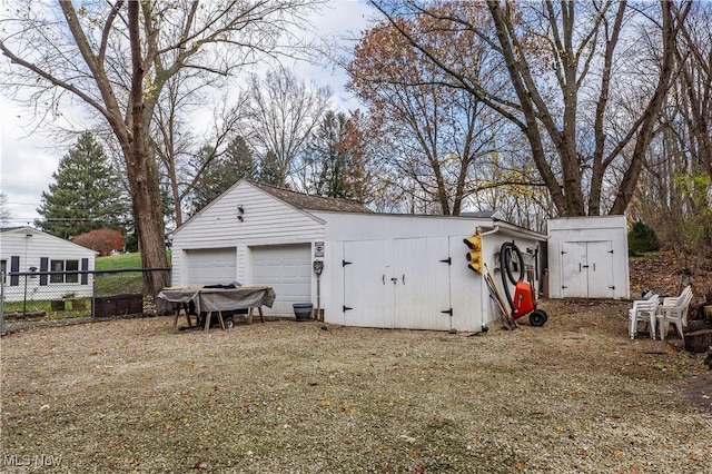 exterior space with a garage