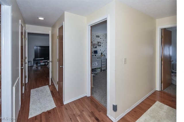 hall featuring wood-type flooring