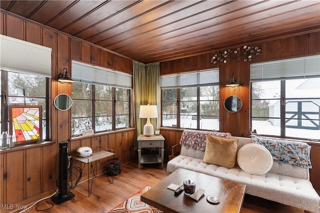 interior space featuring wooden ceiling and a wealth of natural light