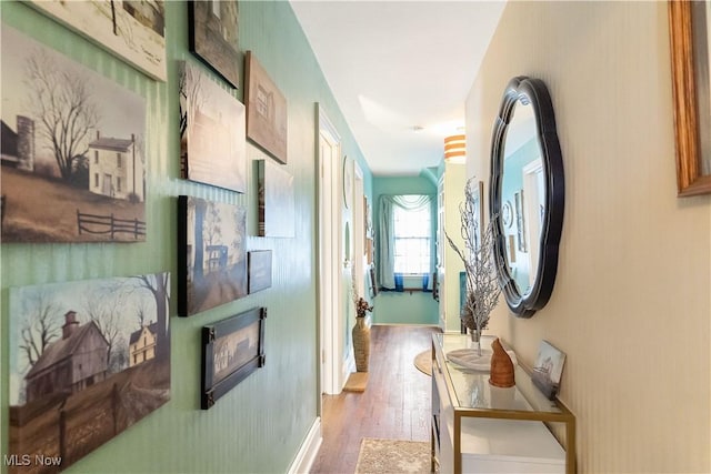 corridor featuring dark hardwood / wood-style flooring