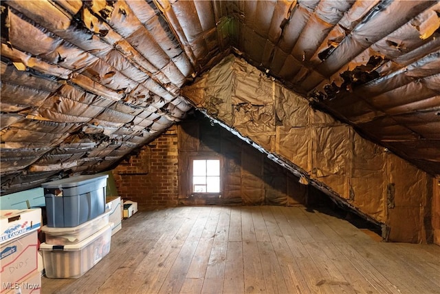 view of unfinished attic