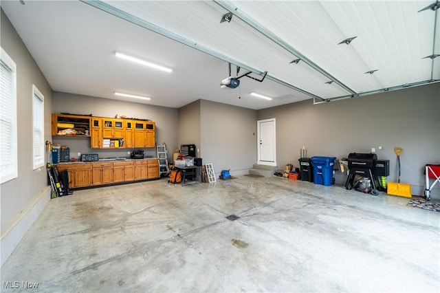 garage with a garage door opener