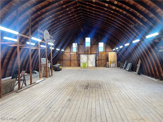 view of unfinished attic