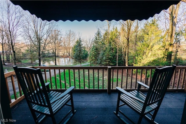 balcony with a water view