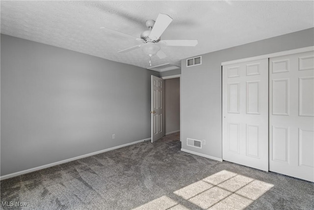 2834 Caxton Cir, Akron, OH 44312 - unfurnished bedroom featuring visible vents, carpet floors, a textured ceiling, and baseboards