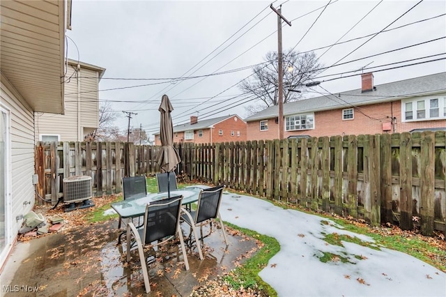 view of patio featuring central AC unit