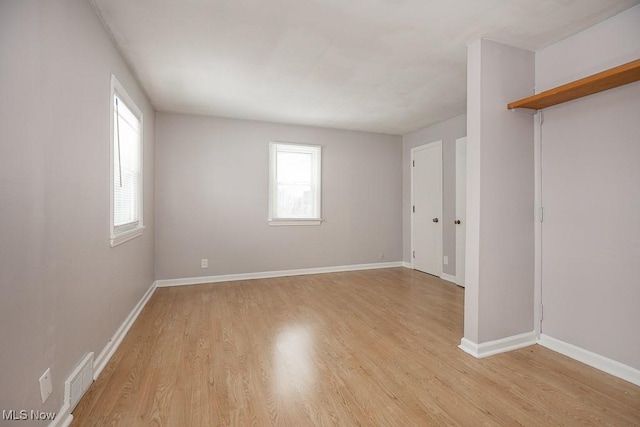 empty room featuring light wood-type flooring