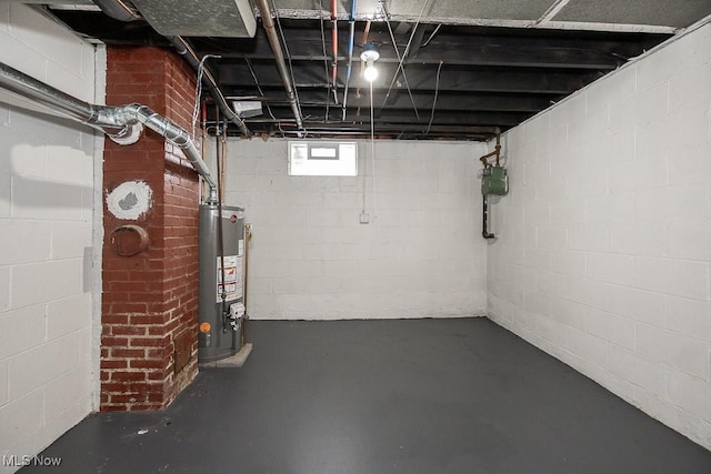 basement with gas water heater