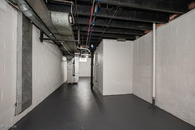 basement with heating unit