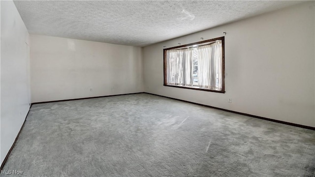 empty room featuring light carpet and a textured ceiling